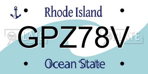 GPZ78V Rhode Island License Plate