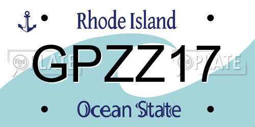 GPZZ17 Rhode Island License Plate