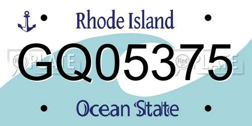 GQ05375 Rhode Island License Plate