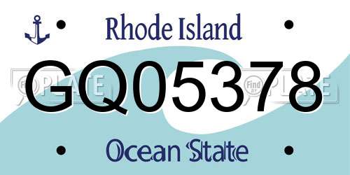 GQ05378 Rhode Island License Plate