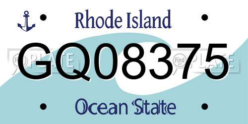 GQ08375 Rhode Island License Plate