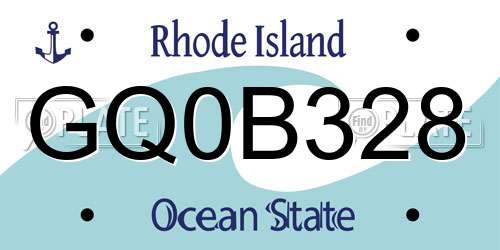GQ0B328 Rhode Island License Plate