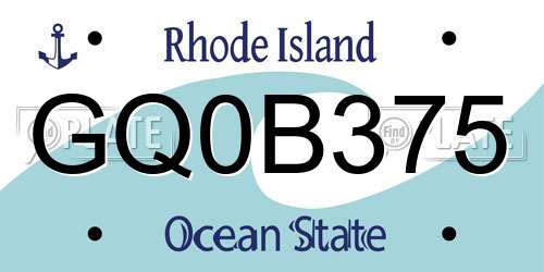 GQ0B375 Rhode Island License Plate