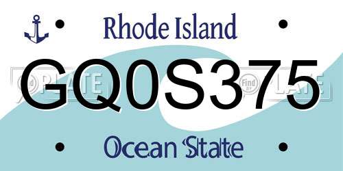 GQ0S375 Rhode Island License Plate