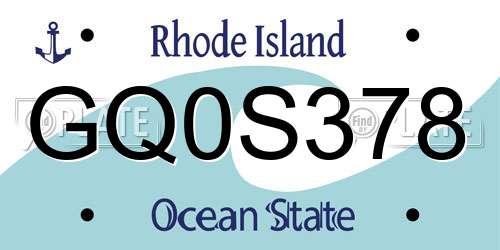 GQ0S378 Rhode Island License Plate
