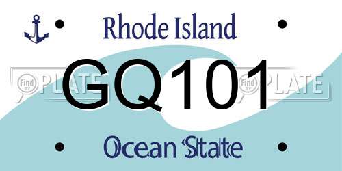 GQ101 Rhode Island License Plate