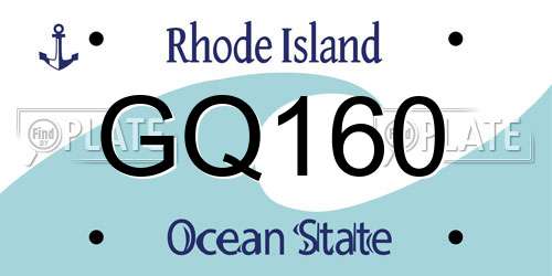 GQ160 Rhode Island License Plate