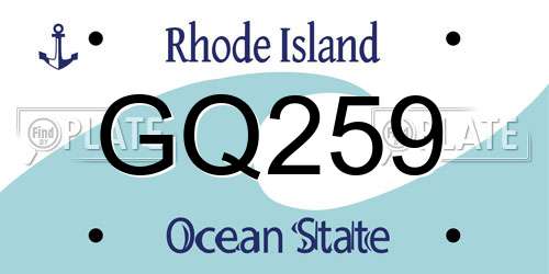 GQ259 Rhode Island License Plate