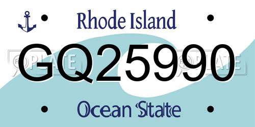 GQ25990 Rhode Island License Plate