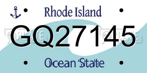 GQ27145 Rhode Island License Plate