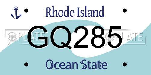 GQ285 Rhode Island License Plate
