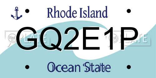 GQ2E1P Rhode Island License Plate