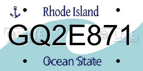 GQ2E871 Rhode Island License Plate