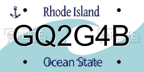 GQ2G4B Rhode Island License Plate
