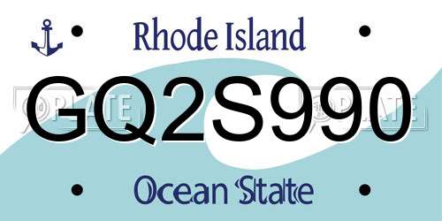 GQ2S990 Rhode Island License Plate