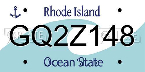 GQ2Z148 Rhode Island License Plate