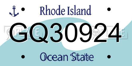 GQ30924 Rhode Island License Plate