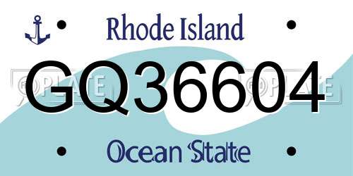 GQ36604 Rhode Island License Plate