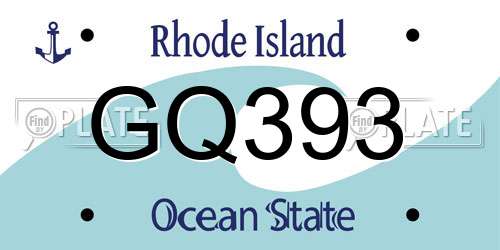 GQ393 Rhode Island License Plate