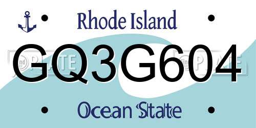 GQ3G604 Rhode Island License Plate