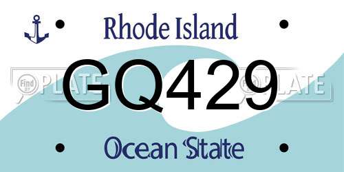 GQ429 Rhode Island License Plate