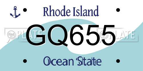 GQ655 Rhode Island License Plate