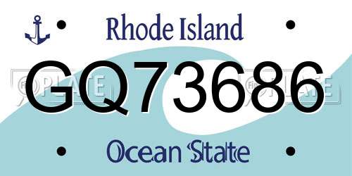GQ73686 Rhode Island License Plate