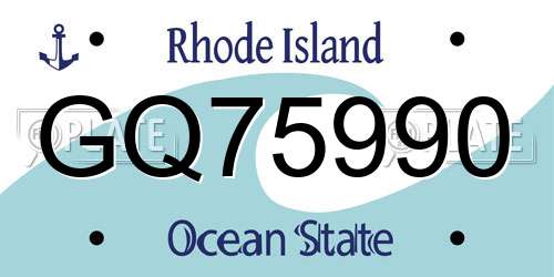 GQ75990 Rhode Island License Plate