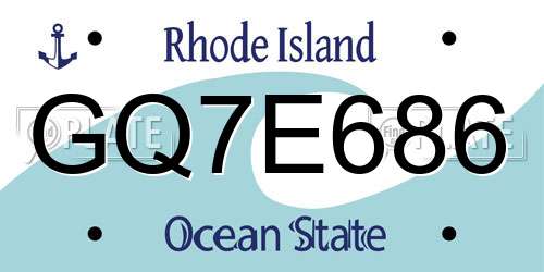 GQ7E686 Rhode Island License Plate