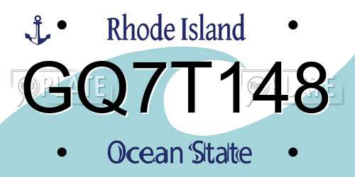 GQ7T148 Rhode Island License Plate
