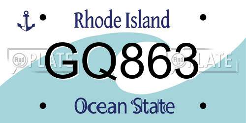 GQ863 Rhode Island License Plate