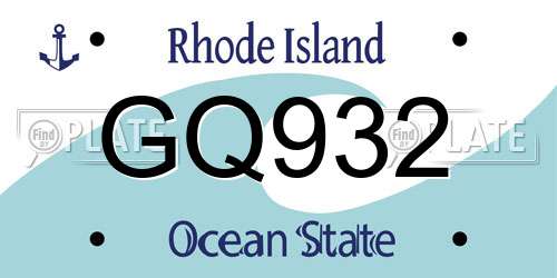 GQ932 Rhode Island License Plate