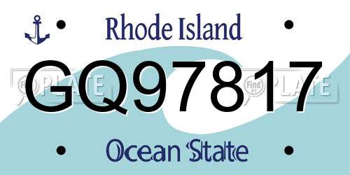 GQ97817 Rhode Island License Plate