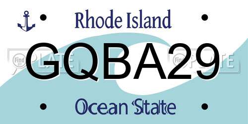 GQBA29 Rhode Island License Plate