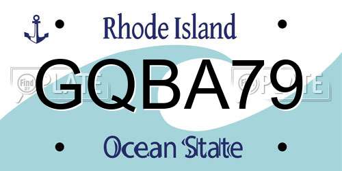 GQBA79 Rhode Island License Plate