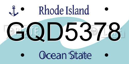 GQD5378 Rhode Island License Plate