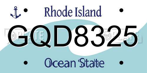 GQD8325 Rhode Island License Plate
