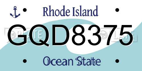 GQD8375 Rhode Island License Plate