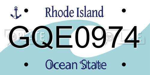 GQE0974 Rhode Island License Plate