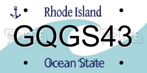 GQGS43 Rhode Island License Plate