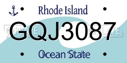 GQJ3087 Rhode Island License Plate