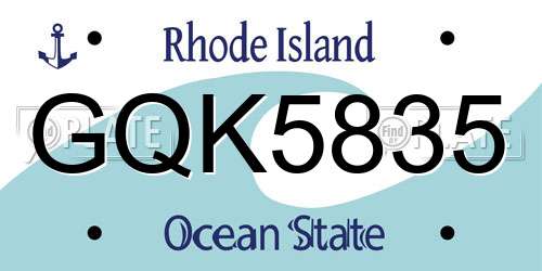 GQK5835 Rhode Island License Plate