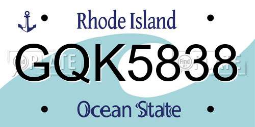 GQK5838 Rhode Island License Plate