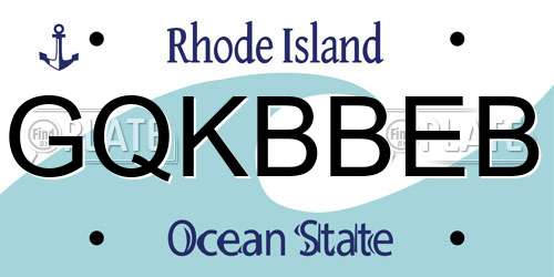 GQKBBEB Rhode Island License Plate