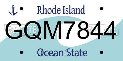 GQM7844 Rhode Island License Plate
