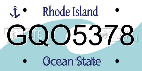 GQO5378 Rhode Island License Plate