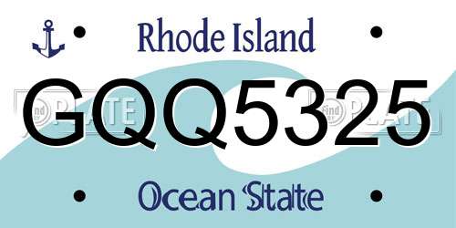 GQQ5325 Rhode Island License Plate