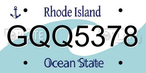 GQQ5378 Rhode Island License Plate