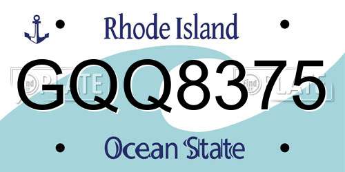 GQQ8375 Rhode Island License Plate