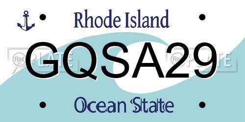 GQSA29 Rhode Island License Plate